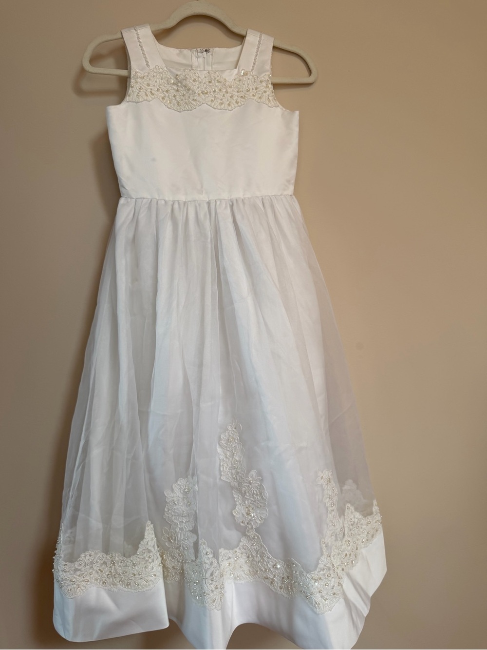 Mary's Bridal White Embroidered Flower Girl Gown